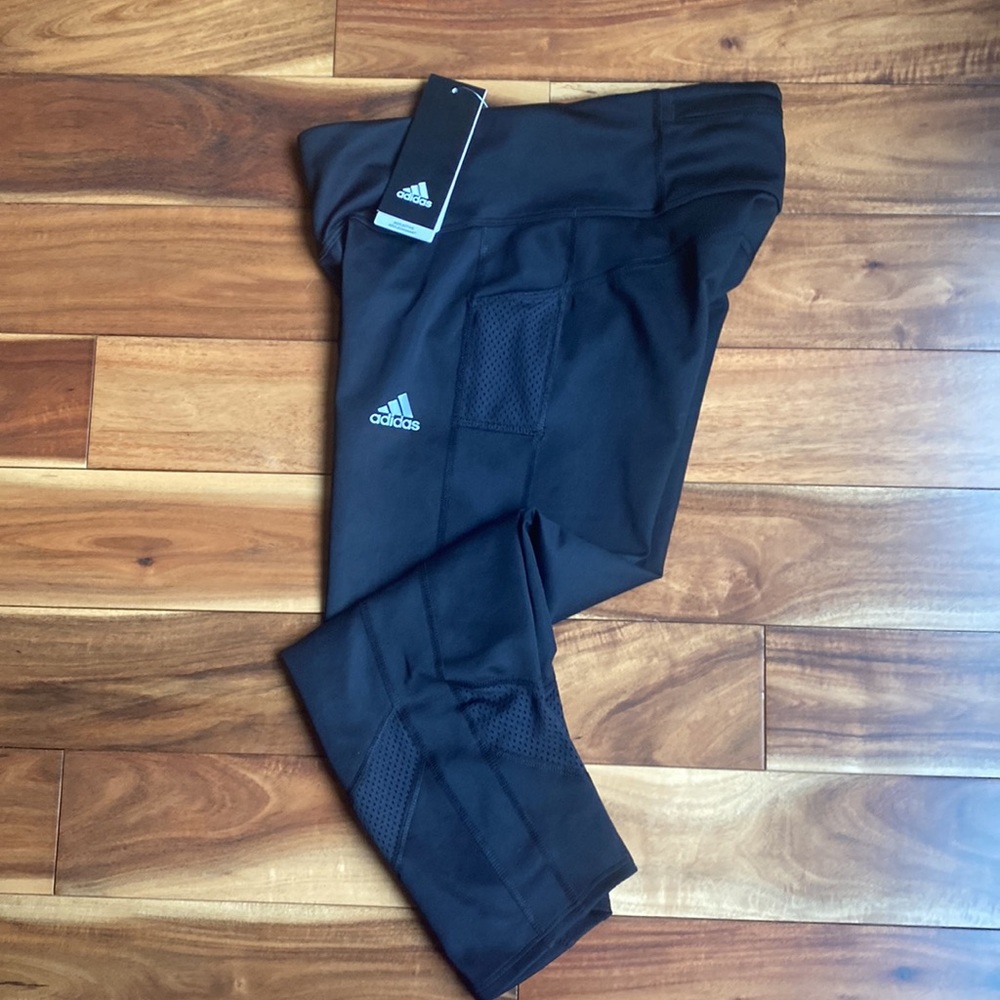 Adidas Reflective Own the Run Black Athletic Tight Leggings Small NWT Gym Yoga